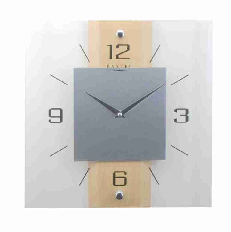 Wood and glass wall clock